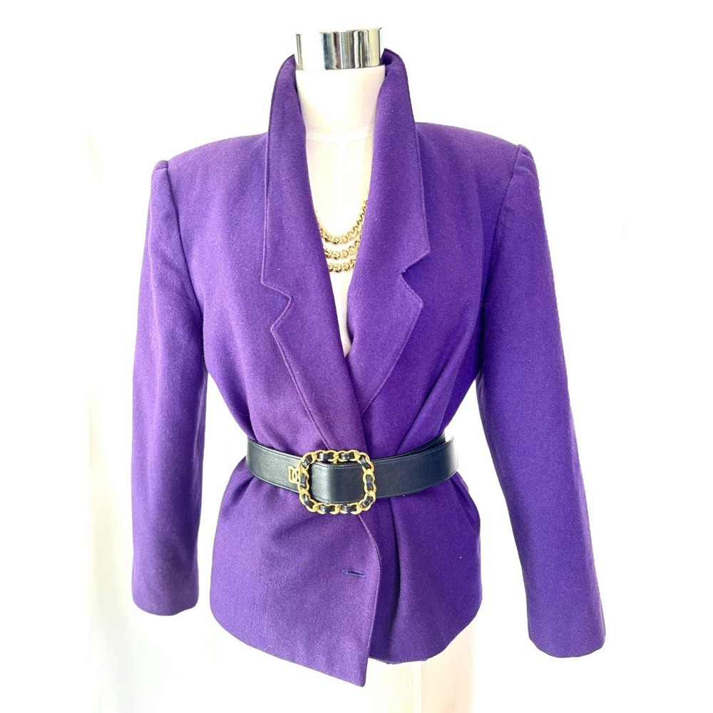 Vintage 80's vibrant purple‎ wool blazer M